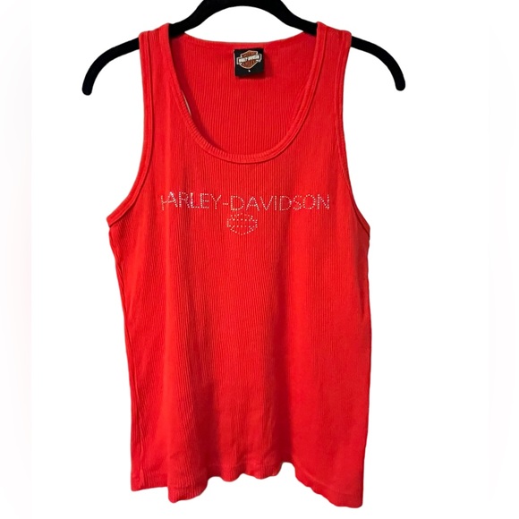 🔥🔥🔥Harley Davidson Motor Company Red Ribbed Razor Back Shirt - Picture 2 of 6